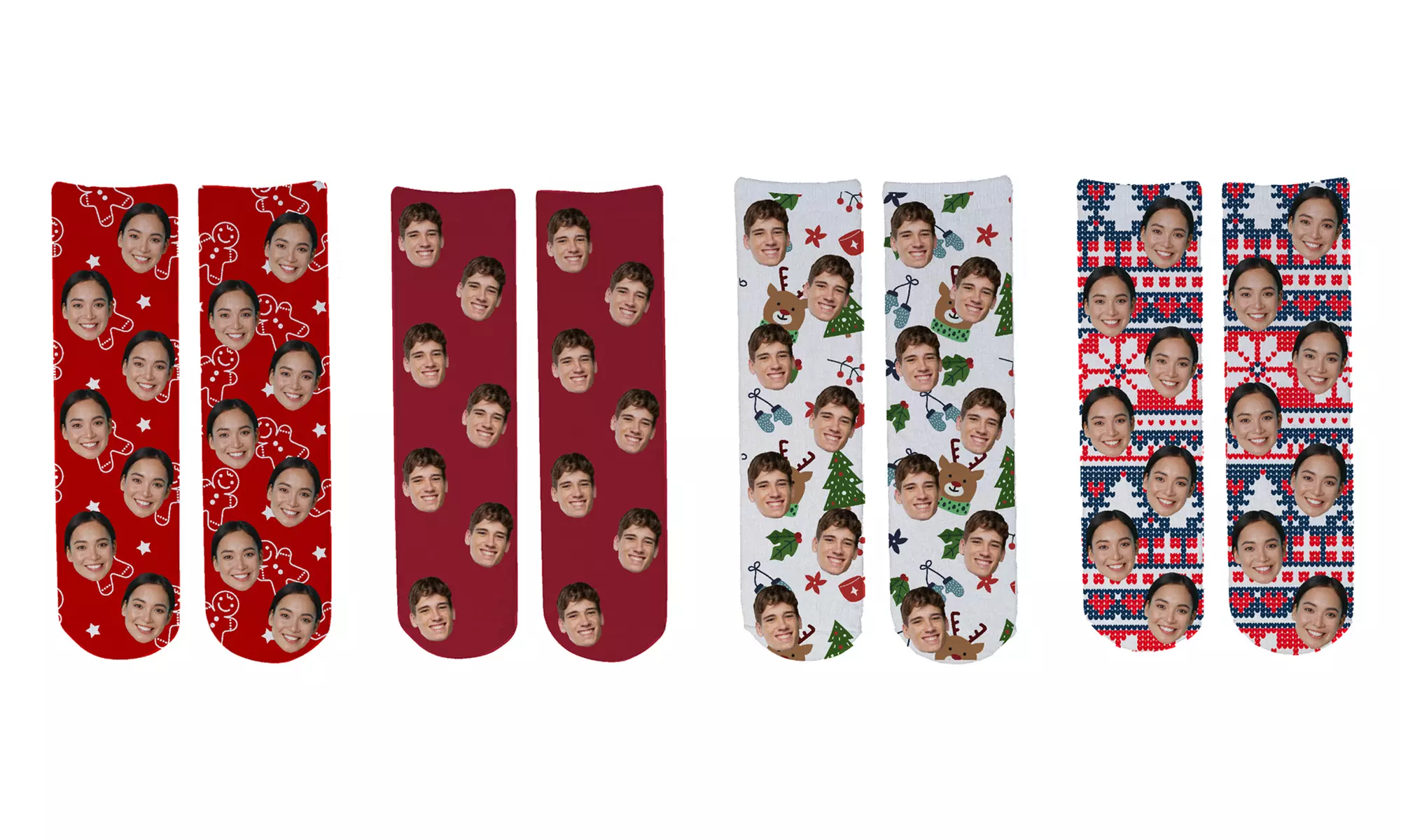 One or Two Pairs of Personalised Christmas Face Socks