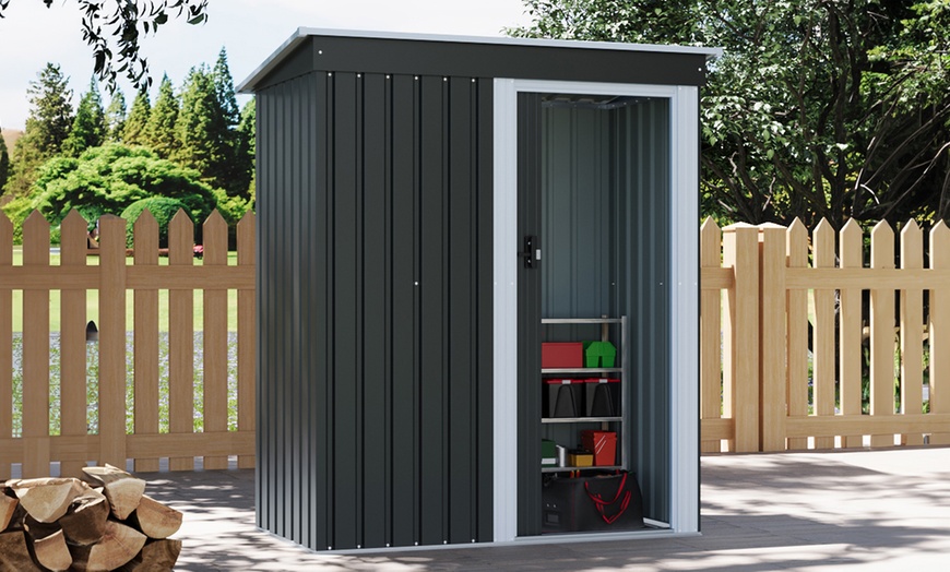 Image 4: 5ft x 3ft Charcoal Black Steel Storage Shed