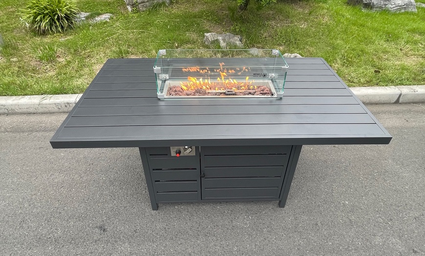 Image 3: Aluminum Firepit Dining Set