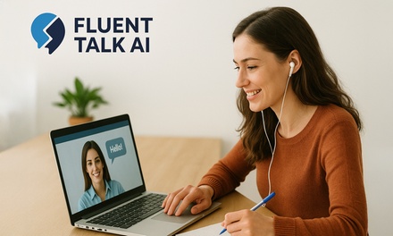 20 horas al mes de conversación con sistema de IA en idioma a elegir durante 12 meses - Fluent Talk AI