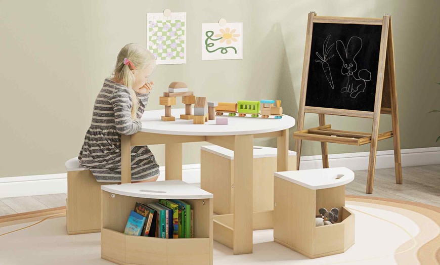 Image 4: AIYAPLAY 5-Piece Kids Table and Chairs Set