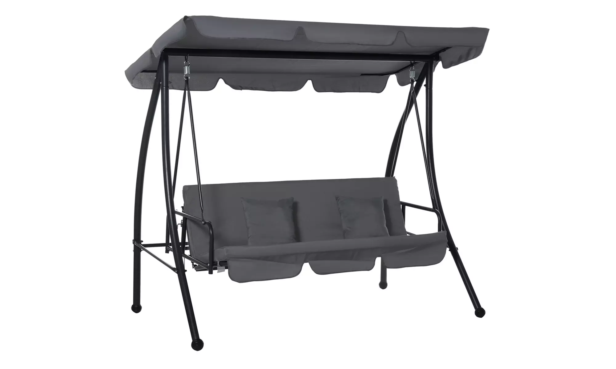 3-Seater Garden Swing Chair with Canopy and Convertible Bed