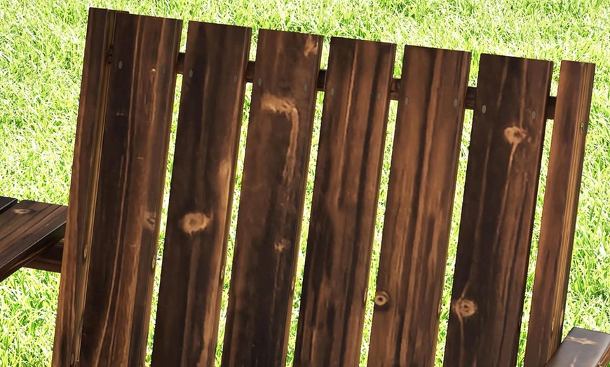 Image 11: Outsunny 2-Seater Wooden Bench with Centre Table