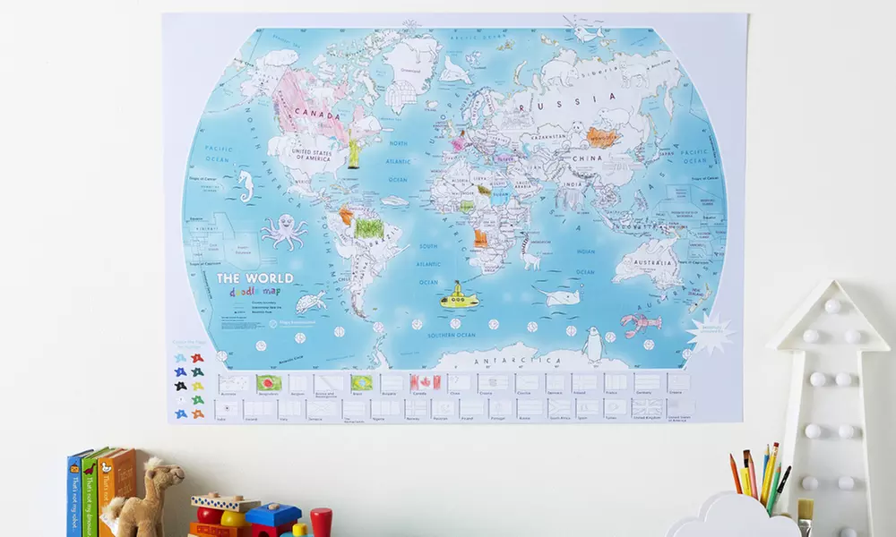 1 ou 2 cartes du monde à colorier pour enfants - Primary Image