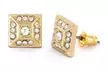 Micro Pave Crystal Square Pyramid Stud Post Earrings - Second Medium
