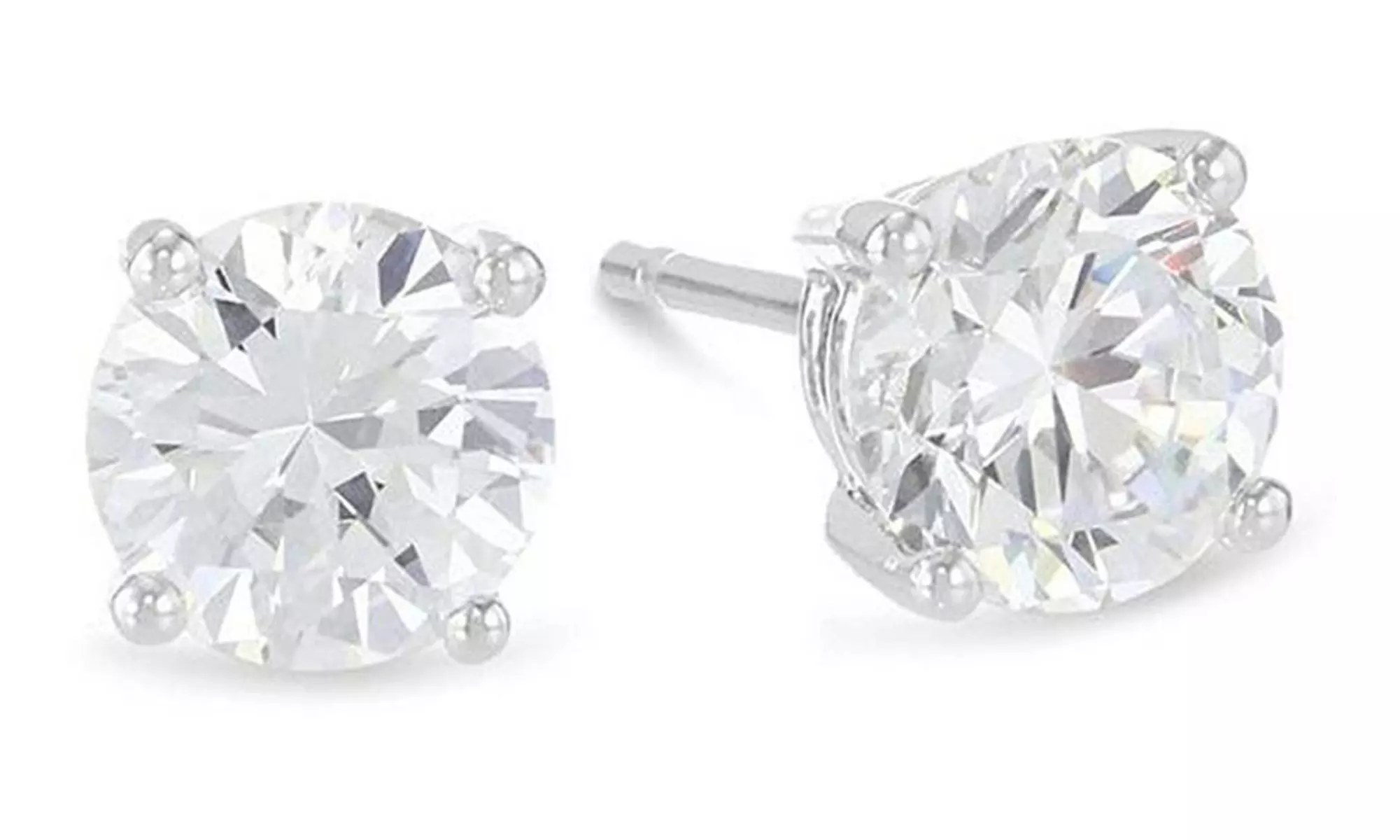 Paris Jewelry 14k White Gold Round 1/2 Carat Solitaire Diamond Stud Earrings