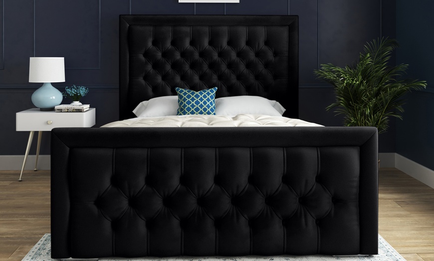 Image 9: DS Living Kingston Upholstered Soft Velvet Bed