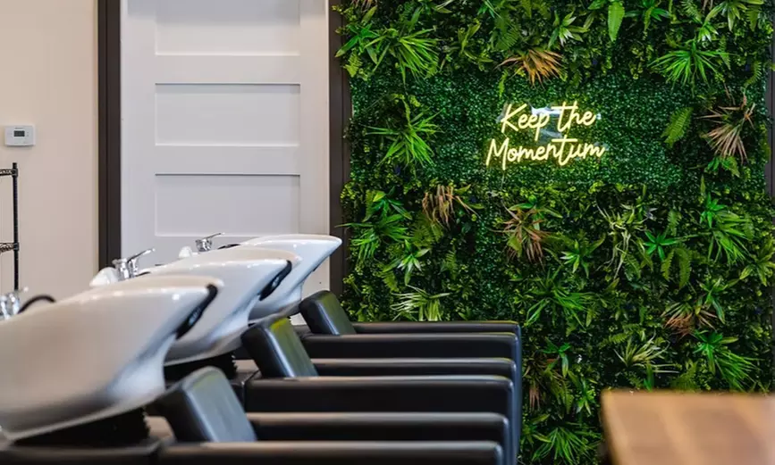 Momentum Glam And Beauty Salon: Shampoo & Blow Dry with Optional Trim, or Trim + Silk Press (Up to 46% Off) - Primary Image