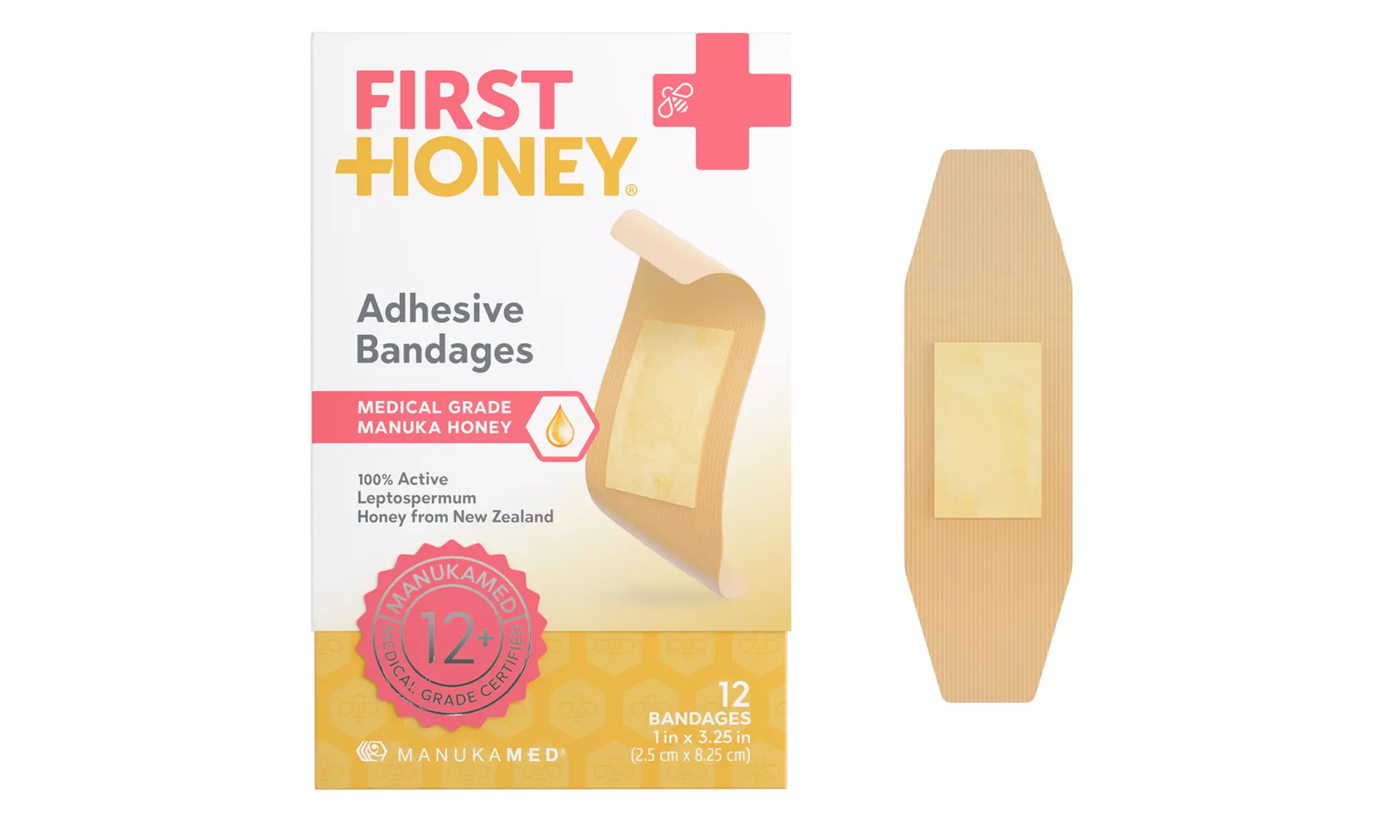 Manuka Honey Adhesive Bandages (1" x 3.25"; 12-Pack) - Primary Image