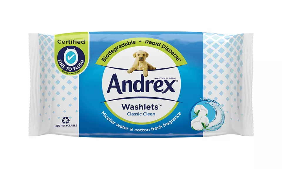 Andrex Washlets Confident Clean Biodegradable & Flushable Toilet Wipes