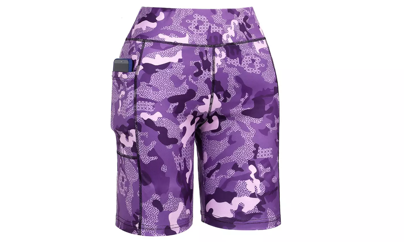 Women's High Waist Shorts Pocket Running Leggings with Side Pocket