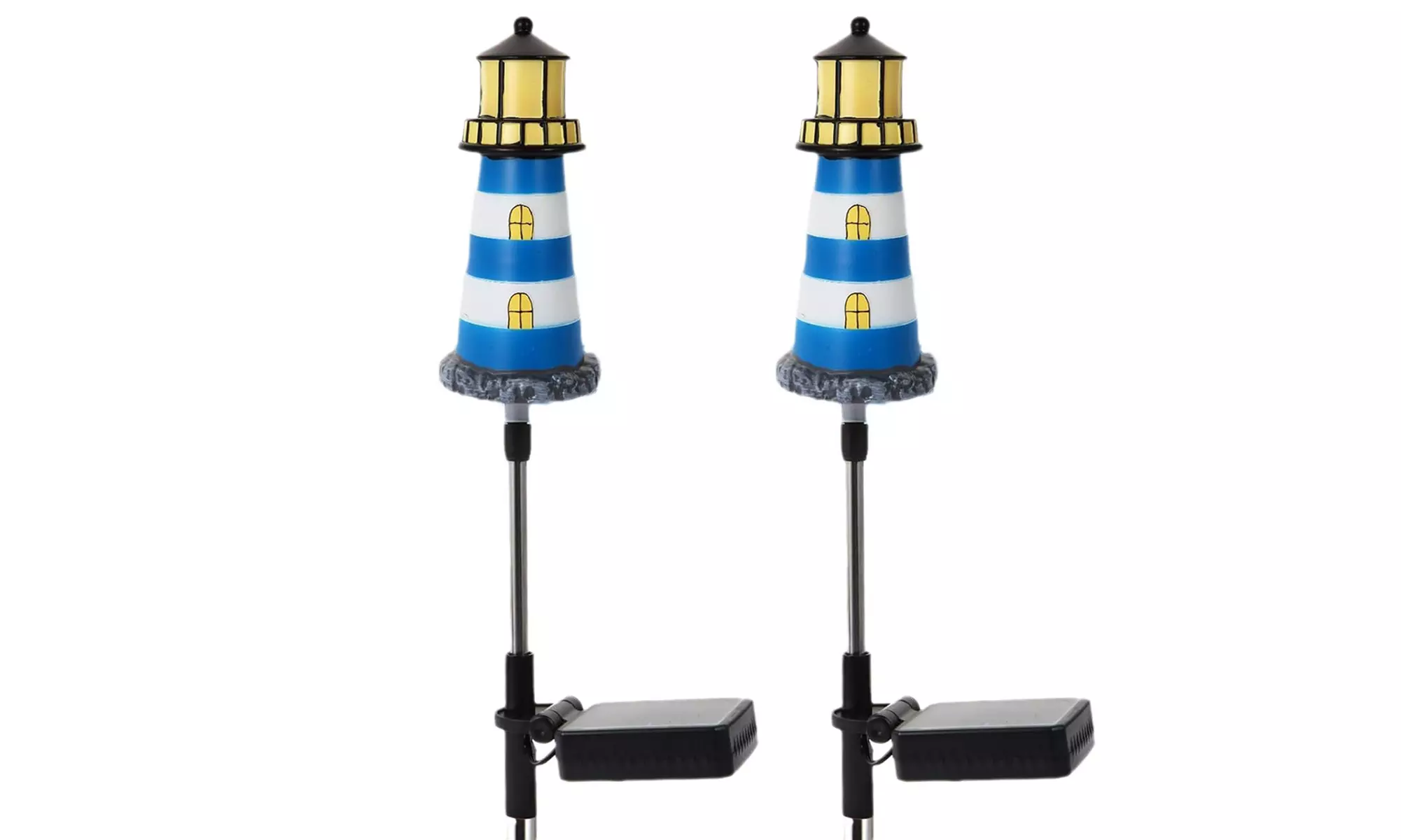 One, Two or Four Solar Powered Lighthouse Shaped Garden Lights