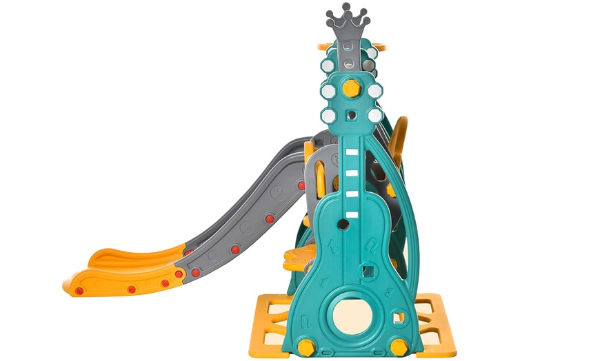 Image 5: HomCom Kids Swing and Slide Set with Basketball Hoop Slide