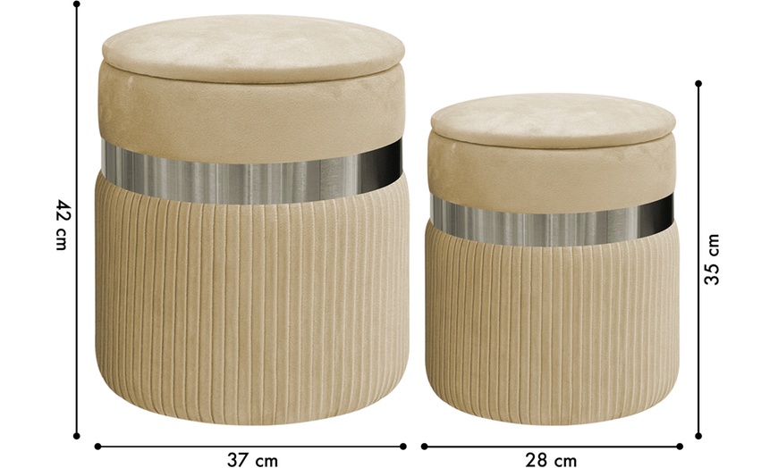 Image 17: Ensemble de deux poufs modernes en velours