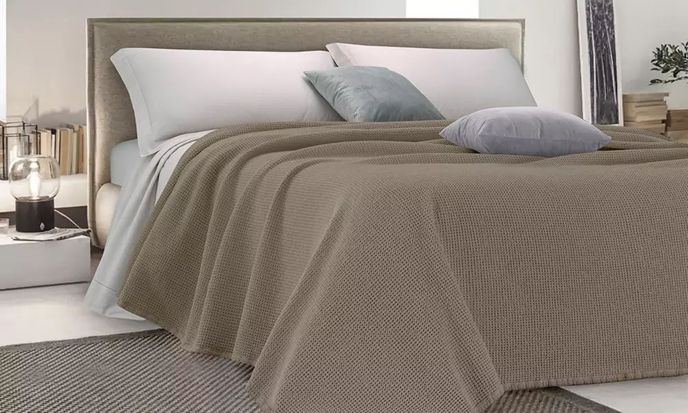 Zacht katoenen bedsprei met honingraat reliëf