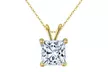 Paris Jewelry 18k Gold Plated Solitaire Moissanite Princess Pendant Necklace - Second Medium