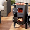 Image 1: Portable Cylindrical Double-Layer Charcoal BBQ Grill