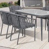 Image 1: Seven-Piece Metal Outdoor Dining Set with Table and Six Chairs