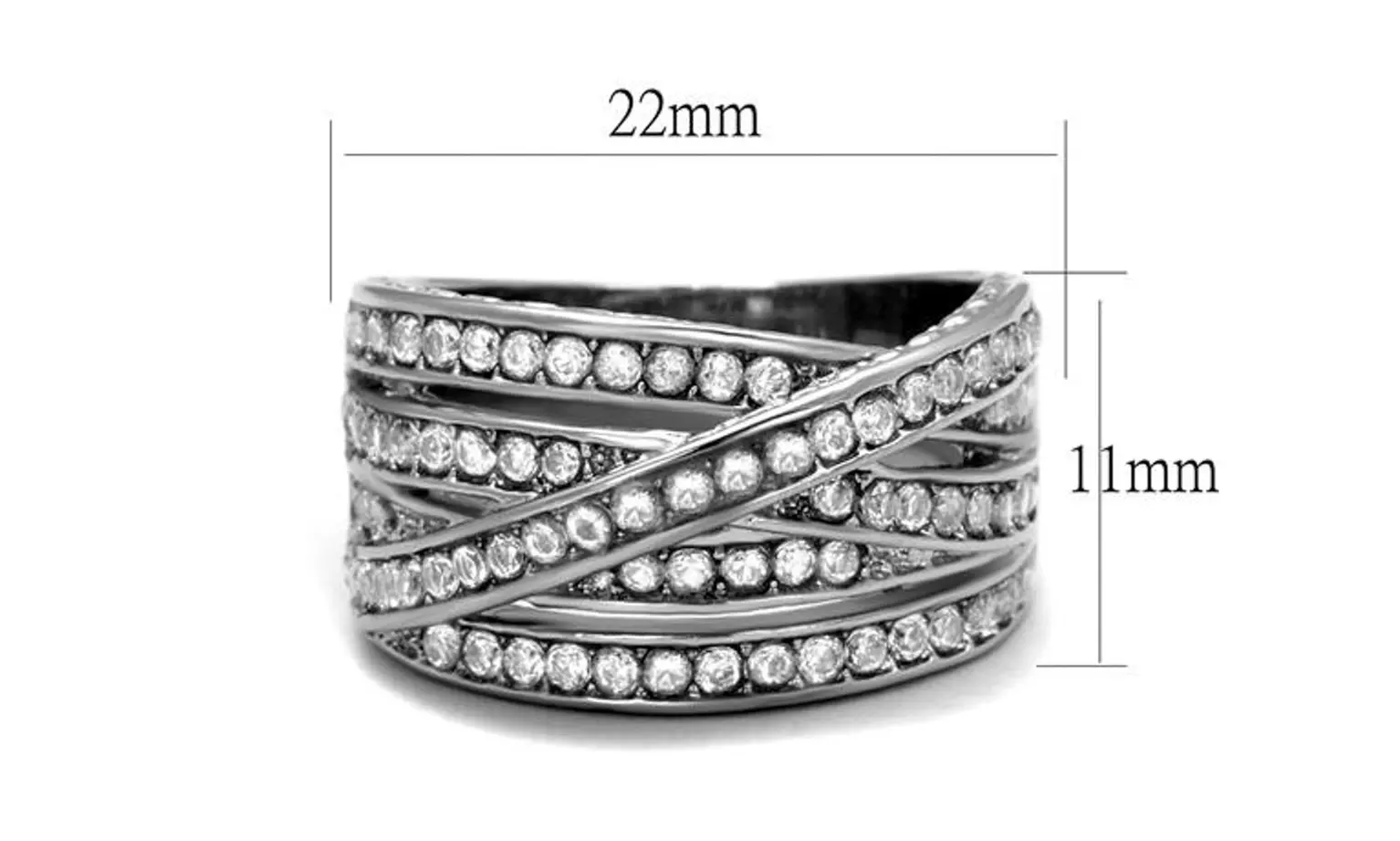 Womens Round Cut Cubic Zirconia and Stainless Steel Anniversary Ring