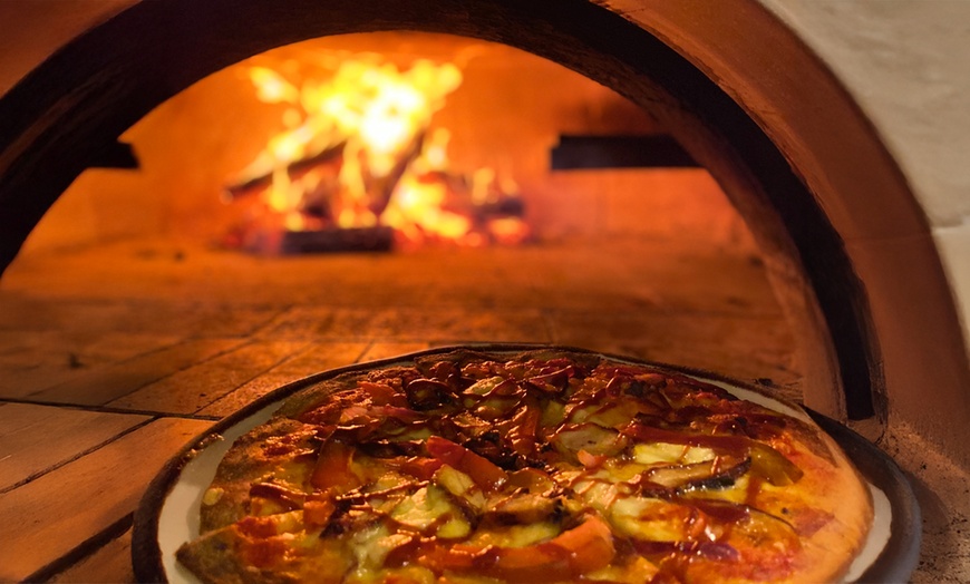 Image 1: Woodfired Pizzas and Wine for Two, Three, or Four People
