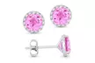 10k White Gold Plated 3 Ct Round Created Tourmaline Halo Stud Earrings - Second Medium