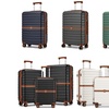 Image 1: KONO Stylish Stripe Design Suitcase with Spinner Wheels