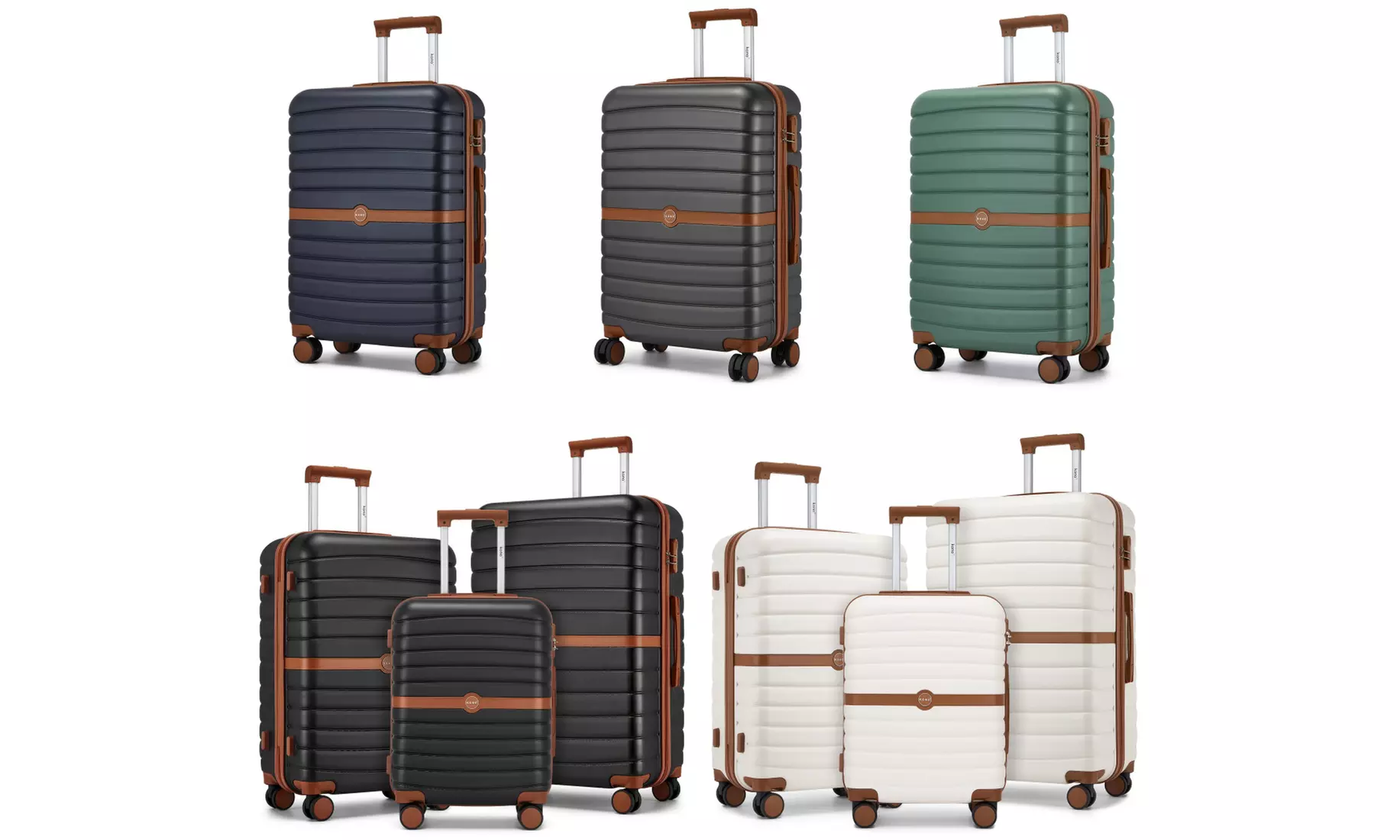 KONO Stylish Stripe Design Suitcase with Spinner Wheels and 3-digit Combination Lock - Primary Image