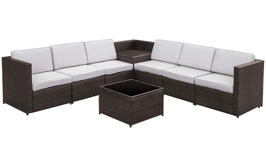 Image 3: Outsunny Eight-Piece Rattan-Effect Garden Furniture Set