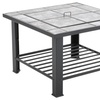 Image 4: Outdoor Square-Shaped Fire Pit BBQ Grill Table with Bottom Shelf 