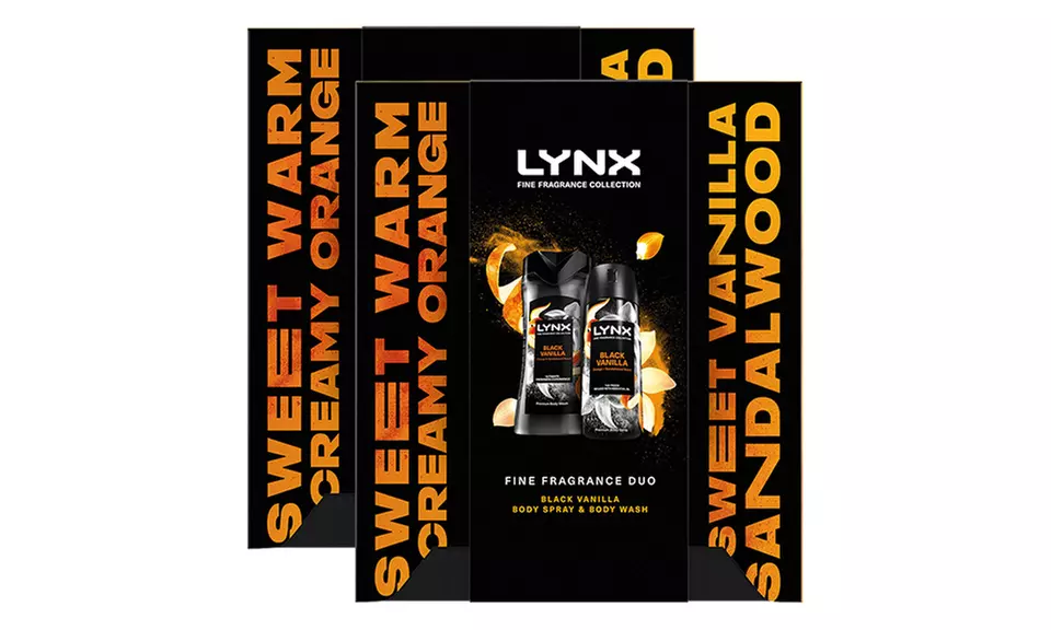Up to Four Lynx Black Vanilla Duo Gift Set of Body Spray and Wash