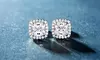 Sterling Silver Cushion Cut Halo Studs With Crystals From Swarovski