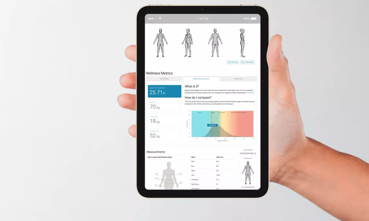 3D Body Scan With Digital Report or Two Scans or Progress Tracking