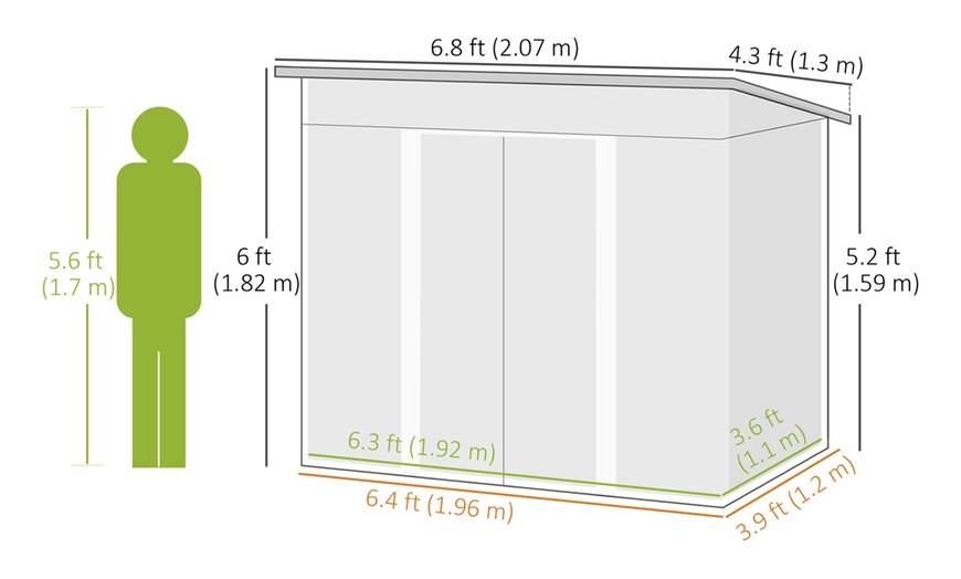 Image 10: Outsunny Outdoor Storage Shed 7ft x 4ft