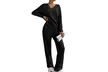 Women's Two-Piece Long Sleeve Ribbed Knit Lounge Pajama Sets - Second Medium