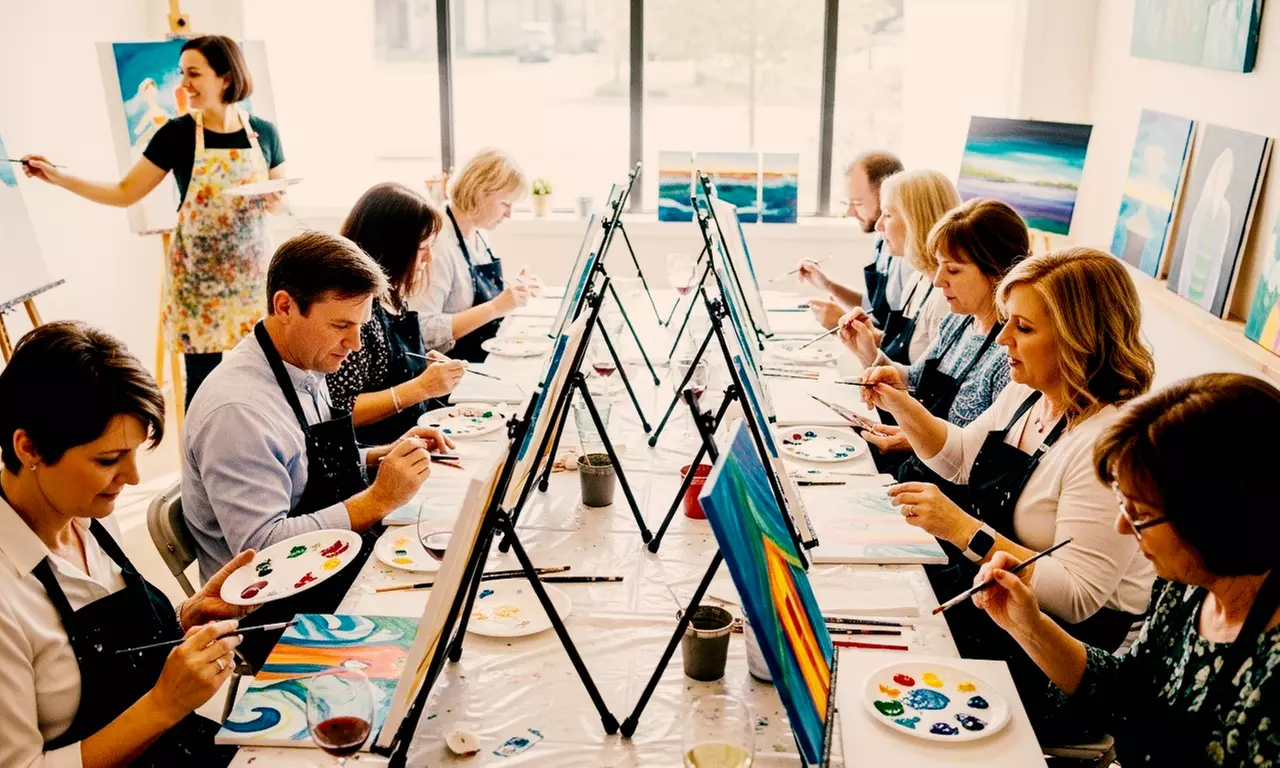 1, 2 or 4 - 2 Hour Painting Classes + Complimentary Drink & Chocolate