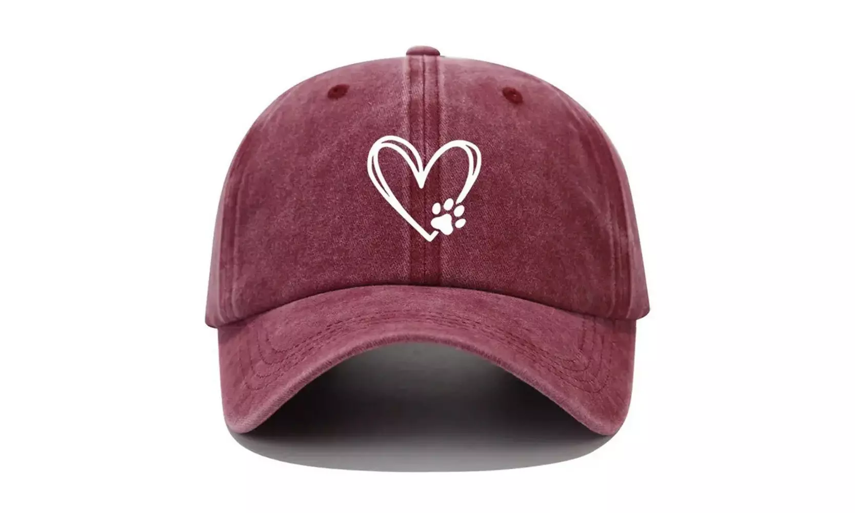 Vintage Washed Heart Paw Print Baseball Hat
