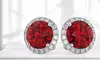 3.00 CTTW Ruby Halo Sterling Silver Studs