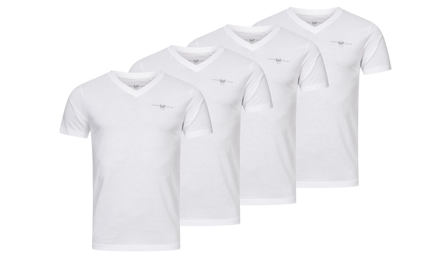 Image 7: 2er- oder 4er-Set Harvey Miller Herren T-Shirt mit V-Ausschnitt