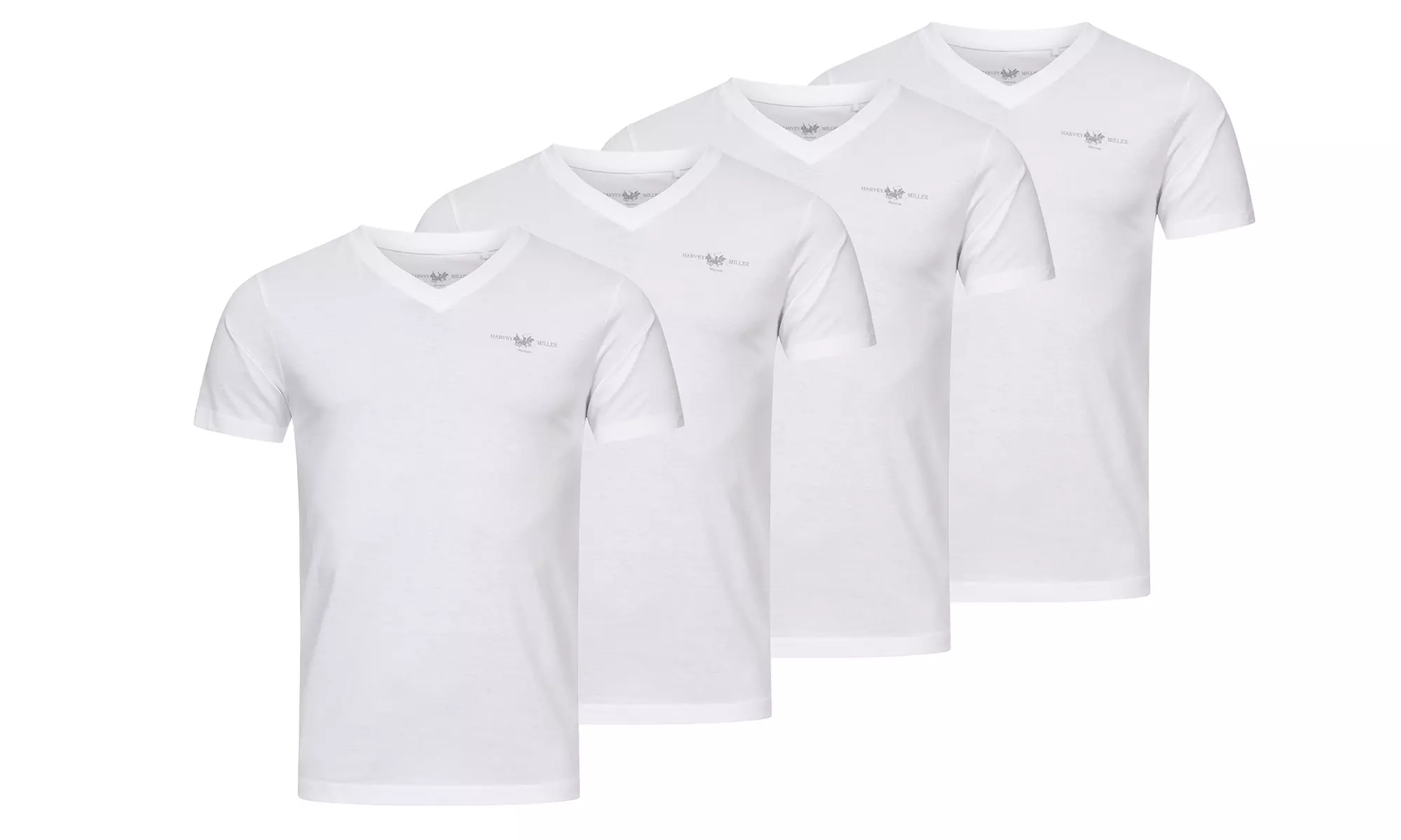 2er- oder 4er-Set Harvey Miller Herren T-Shirt mit V-Ausschnitt