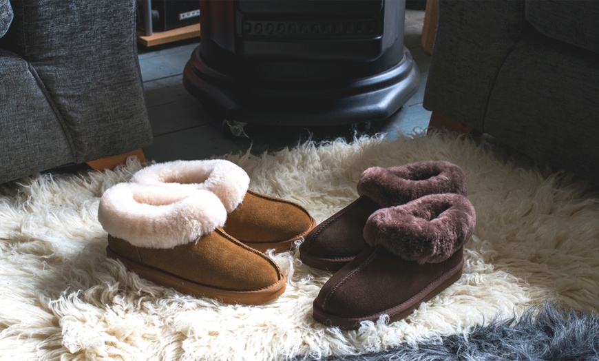 Image 1: Redfoot Women’s Sheepskin Bootie Slippers