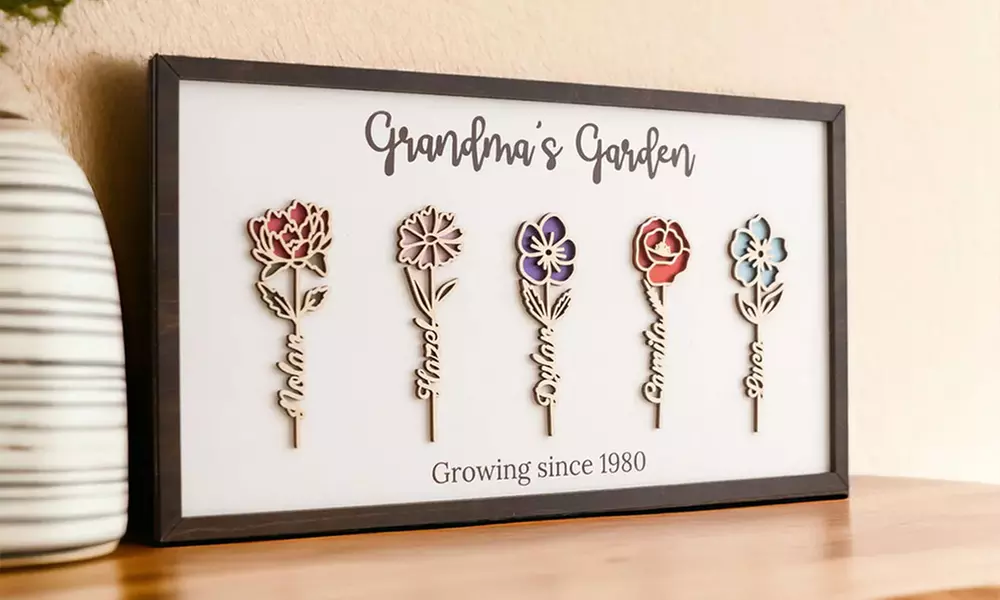 One or Two Personalized Wooden Family Birth Flowers by Justyling