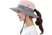 Womens UV Protection Hat Foldable Wide Brim Ponytail Sun Hats - Second Medium