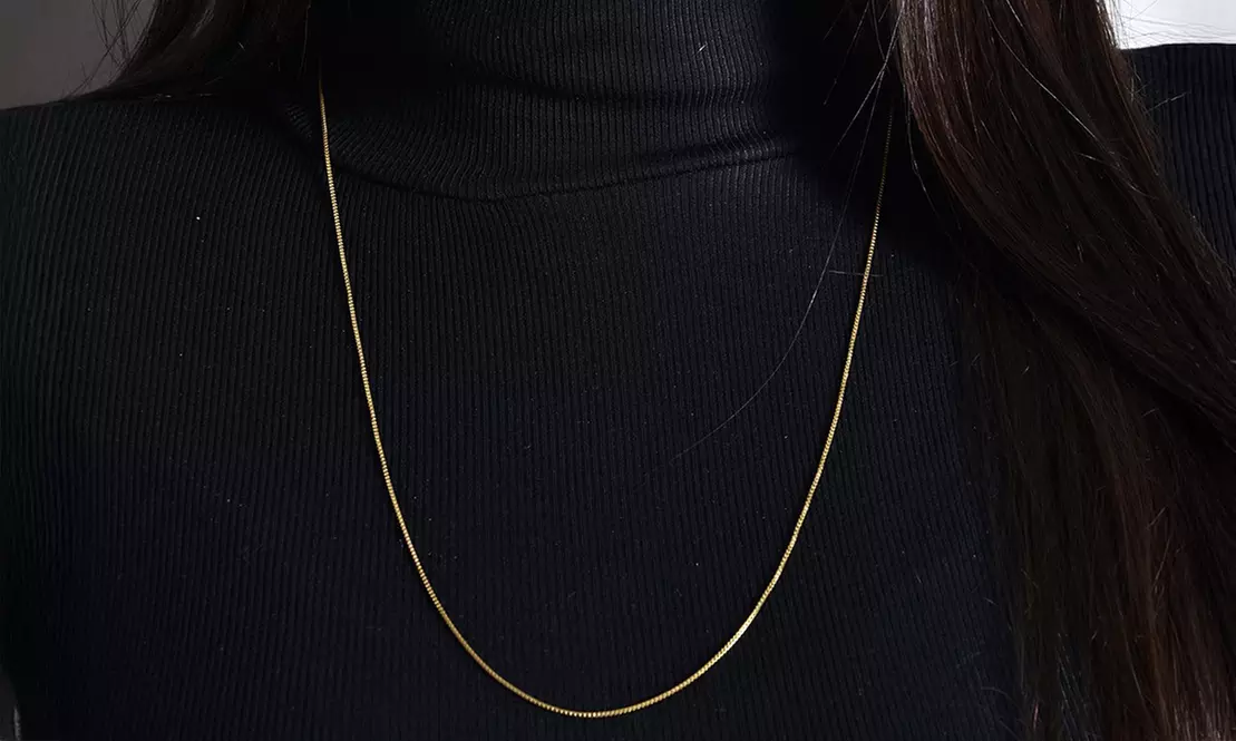 14K Gold Plated .8MM Box Chain in Sterling Silver