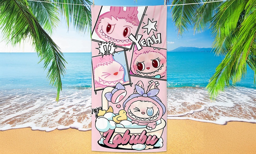 Image 11: Labubu Inspired Cute Beach Towel