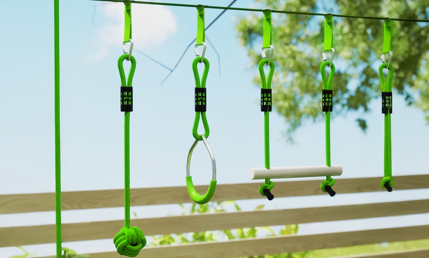 Image 4: Aiyaplay Obstacle Course for Kids, with 10-Piece Slackline Kit