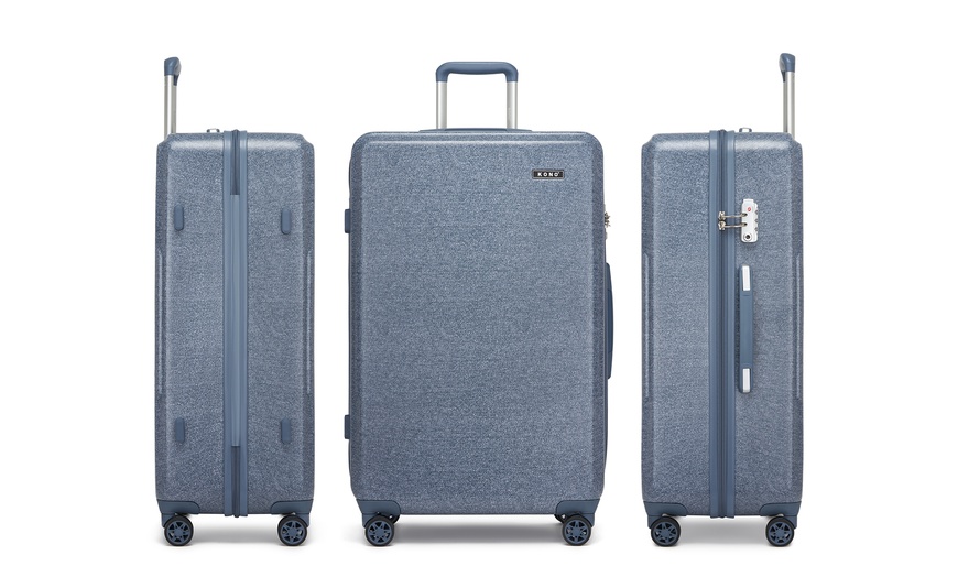 Image 7: KONO One or Three Piece Hard Shell ABS+PC Luggage Denim Blue 