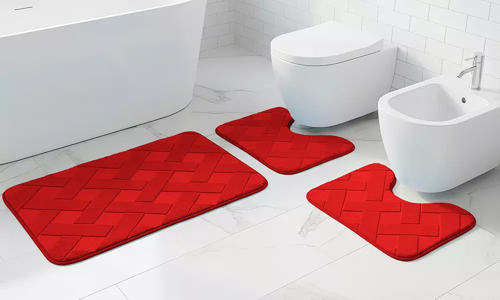 Lot de 3 tapis de bain à mémoire de forme Square