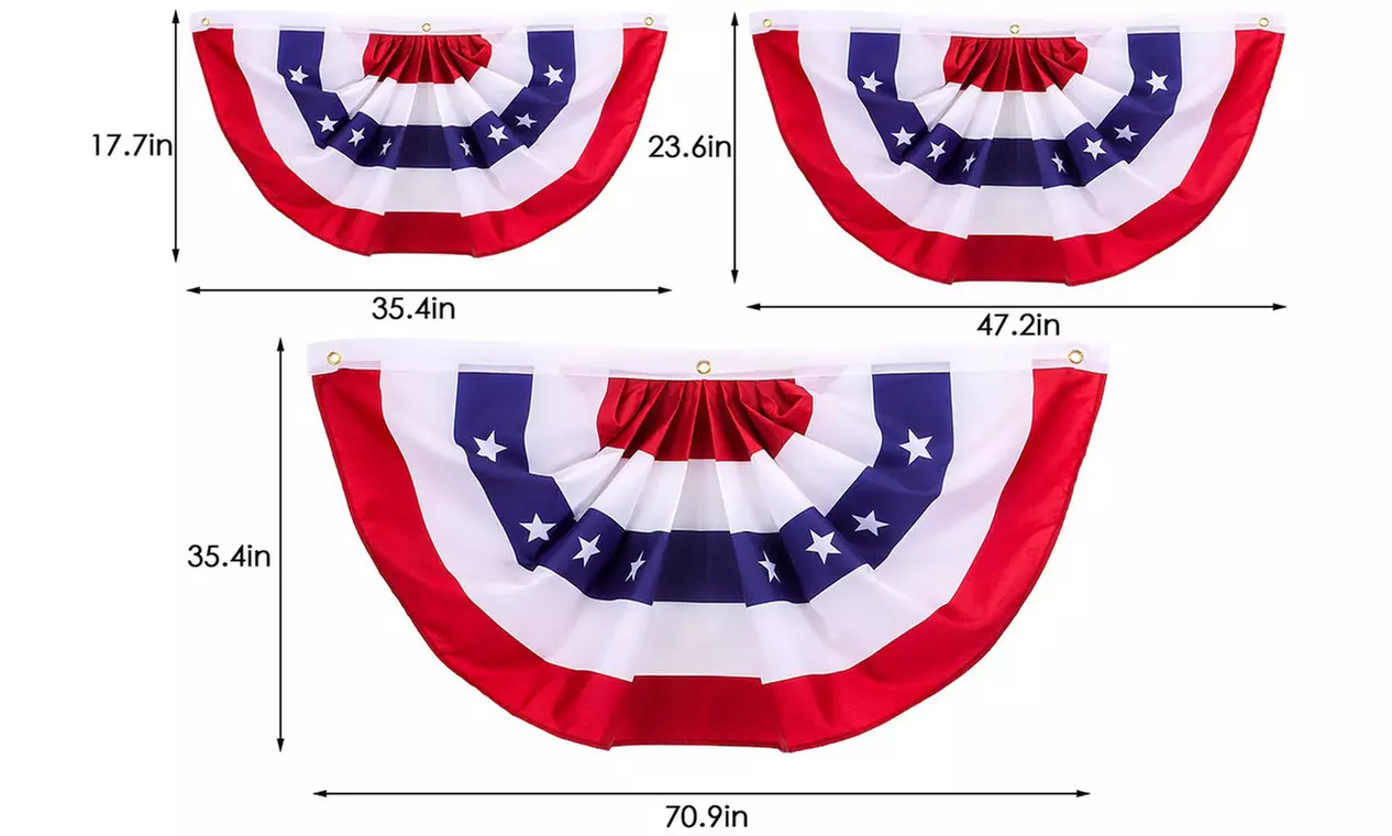 4 Pack American Patriotic Pleated Bunting USA Flag