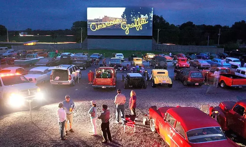Drive-In Double Feature Movie Package for 2 or 4 with Popcorn & Drinks