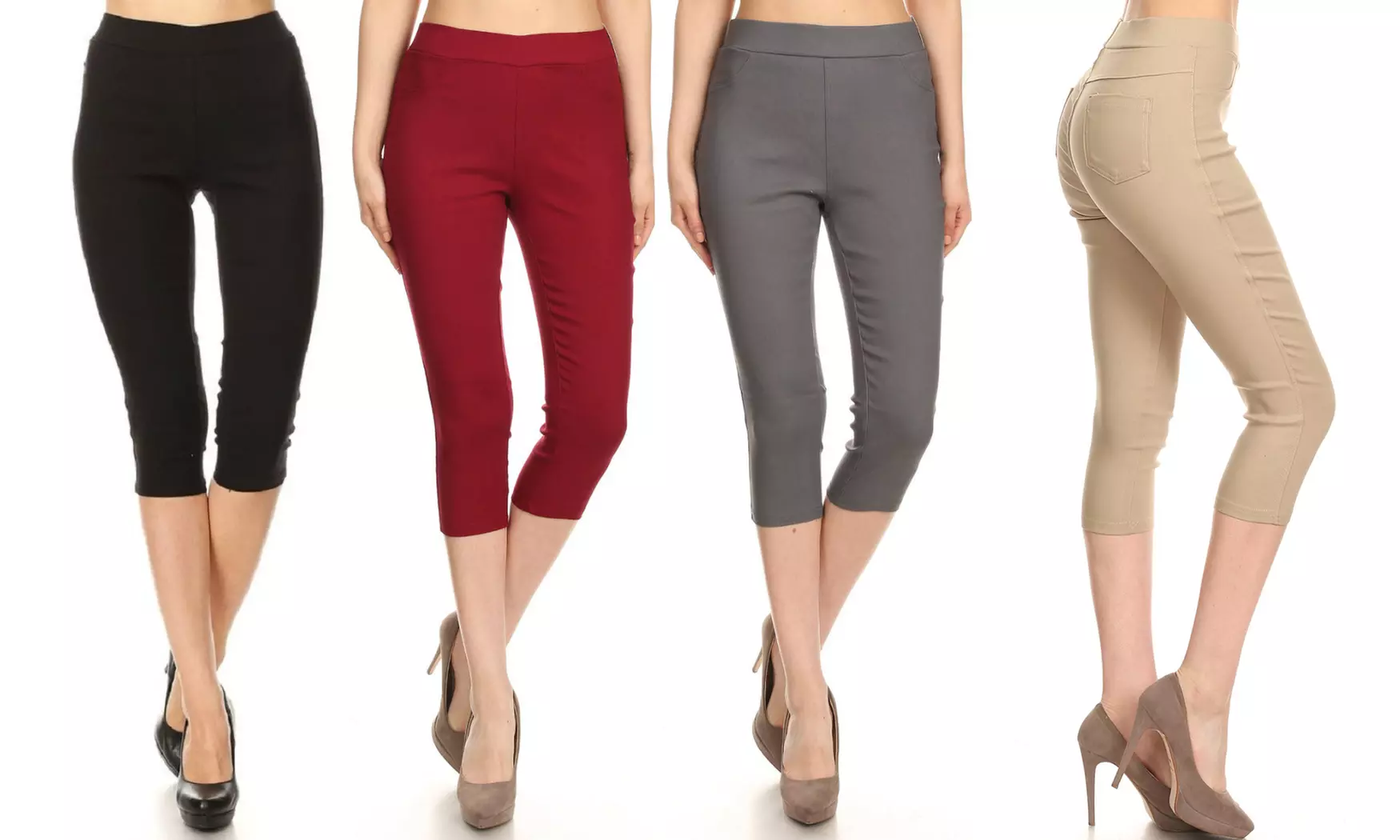 Women's High Waist Pull-On Skinny Capri Jeggings (3-Pack). Plus Sizes Available. - Primary Image